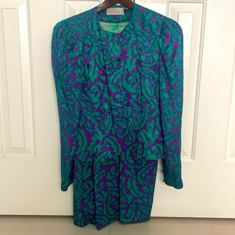 Vintage 1980s Adrianna Papell Silk Suit